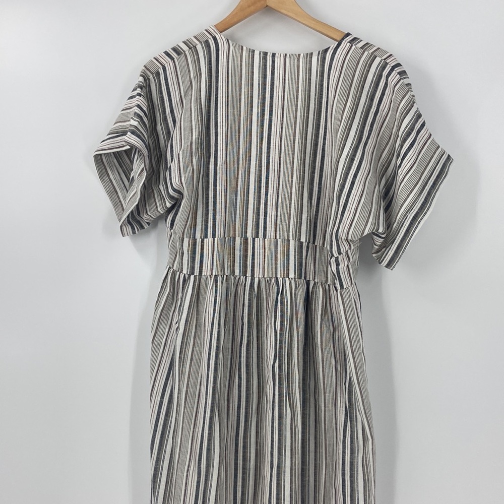 Linen blend sandy beach colors midi relaxed fit dress spring summer Small - Picture 9 of 10